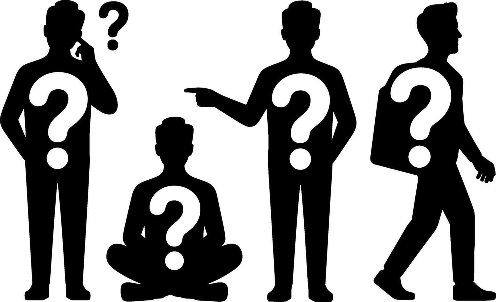 Silhouette People Question Mark Concept Confusion Decision Making vector