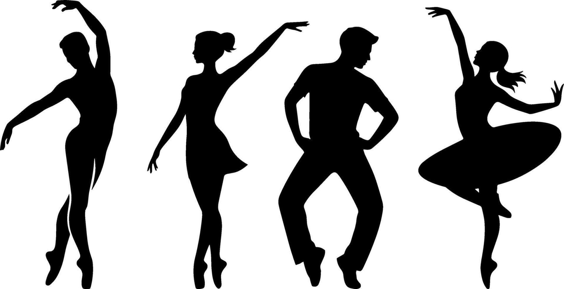 Ballet and Flamenco Dancers Silhouettes Classical Dance Poses vector