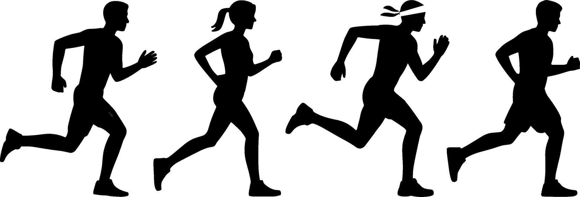 Running People Silhouette Marathon Race Fitness Exercise vector