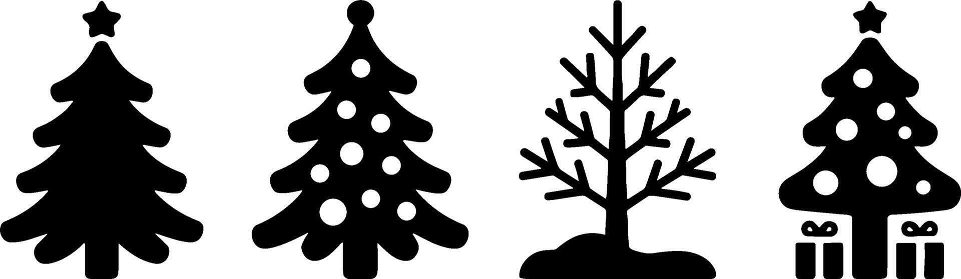 Christmas Trees Set Holiday Decoration Symbol Collection vector
