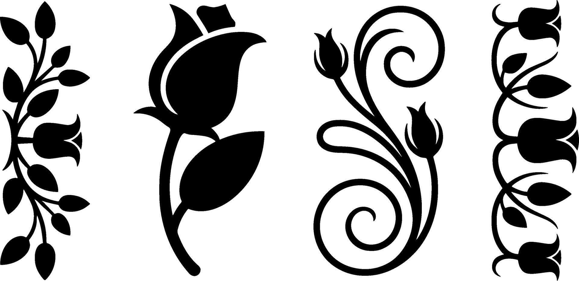 Black Rose Decorative Floral Ornaments for Border and Frame vector