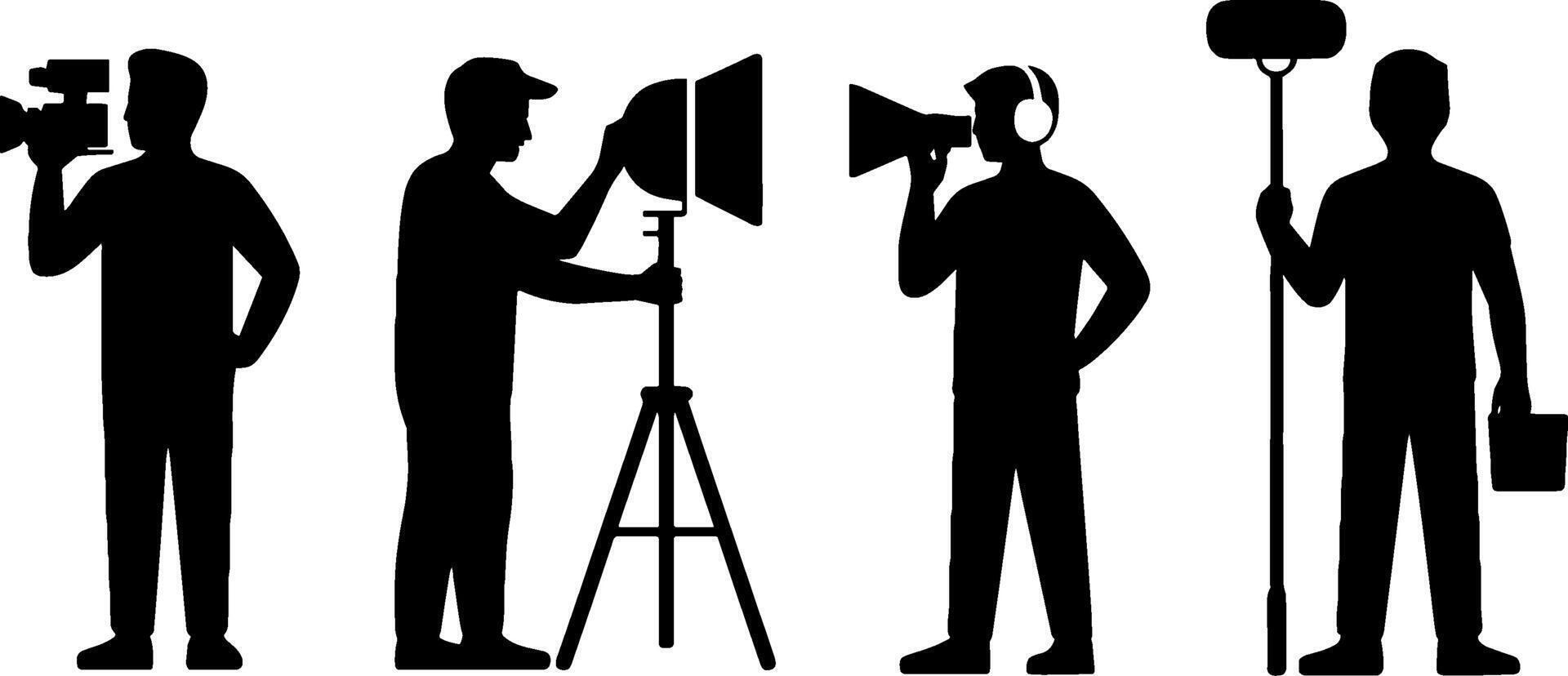 Film Crew Silhouettes Production Team Roles vector