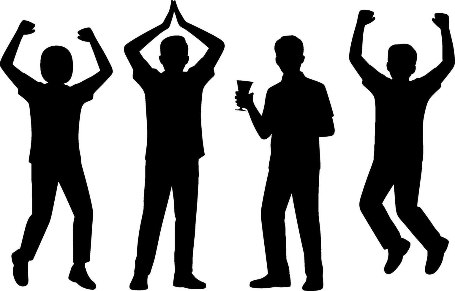 Male Party Crowd Silhouettes Celebrating Drinking Event vector