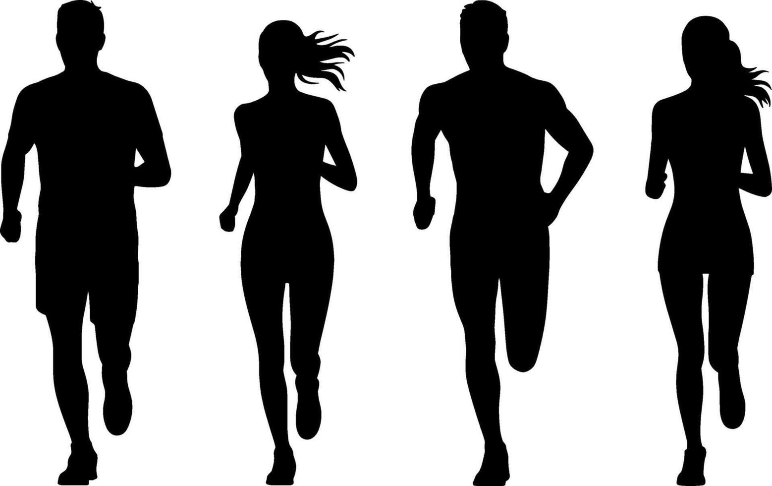 Silhouette Runners Male Female Athletic Fitness Marathon Training vector