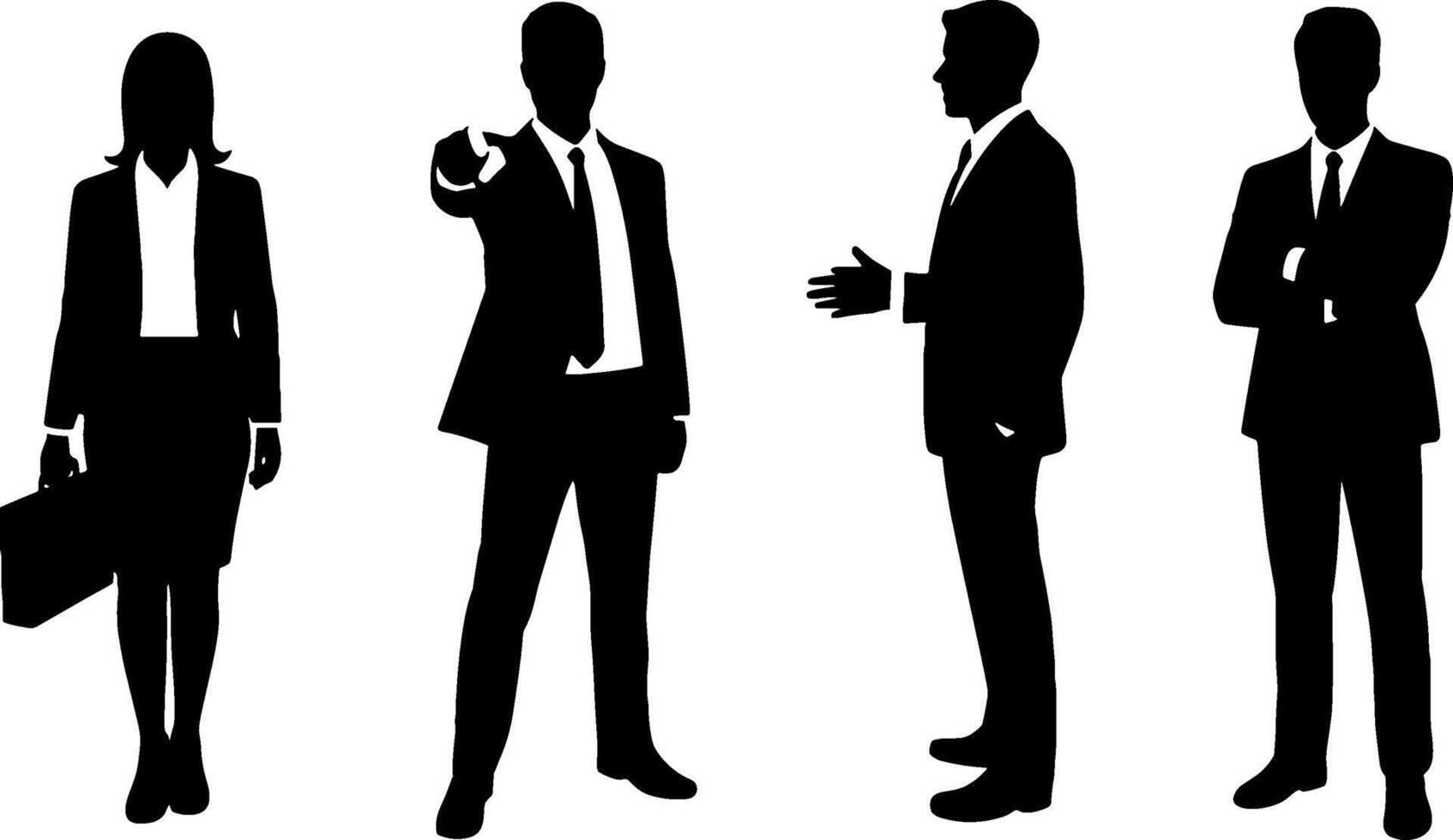 Business People Silhouettes Standing Pointing Handshake Corporate Team vector