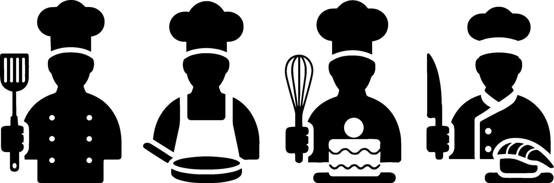 Chefs Cooking Baking Pastry Culinary Profession Set vector