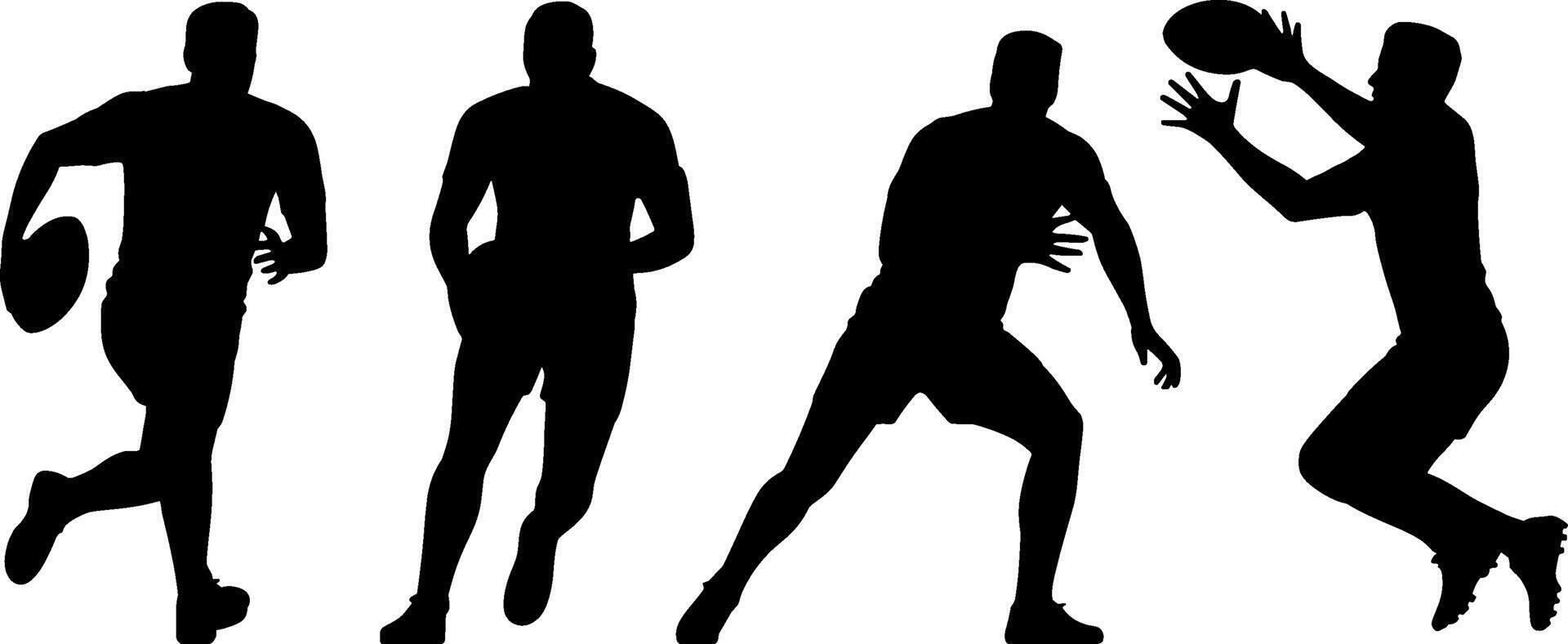 Rugby Player Silhouettes Catching Passing Running Sport vector