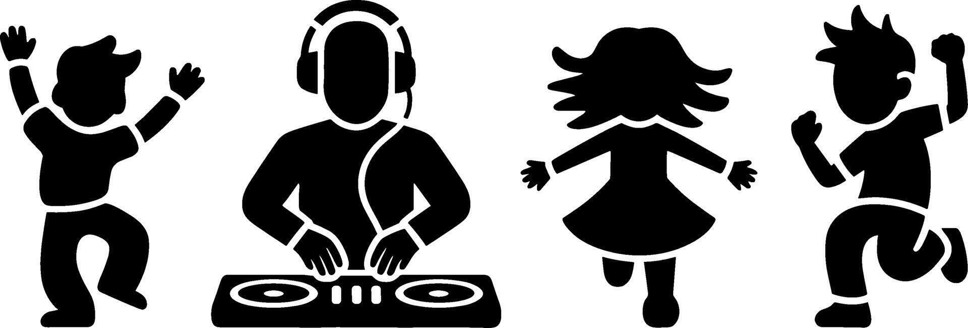 DJ Playing Music Kids Dancing Party Entertainment Concept vector