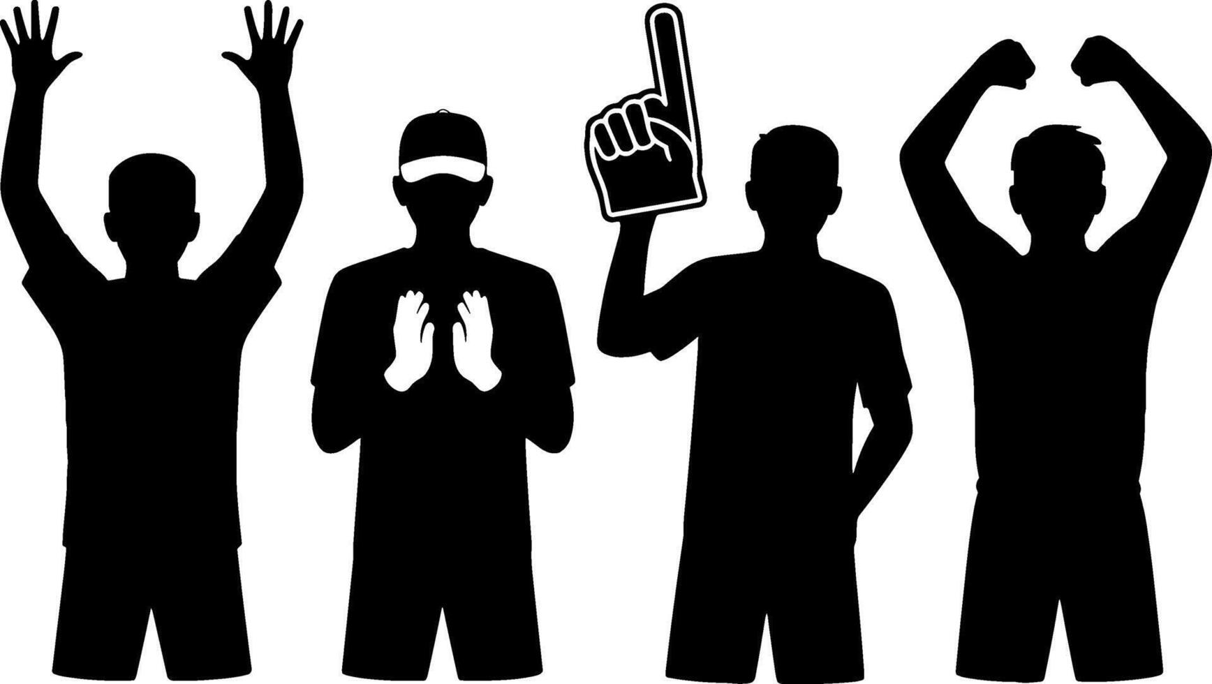Silhouetted Sports Fans Cheering Applauding Celebrating Victory vector