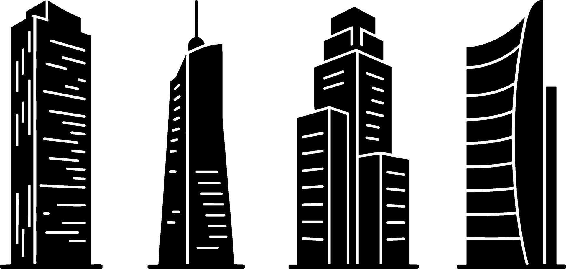Modern Skyscraper Silhouettes Set Urban Architectures vector