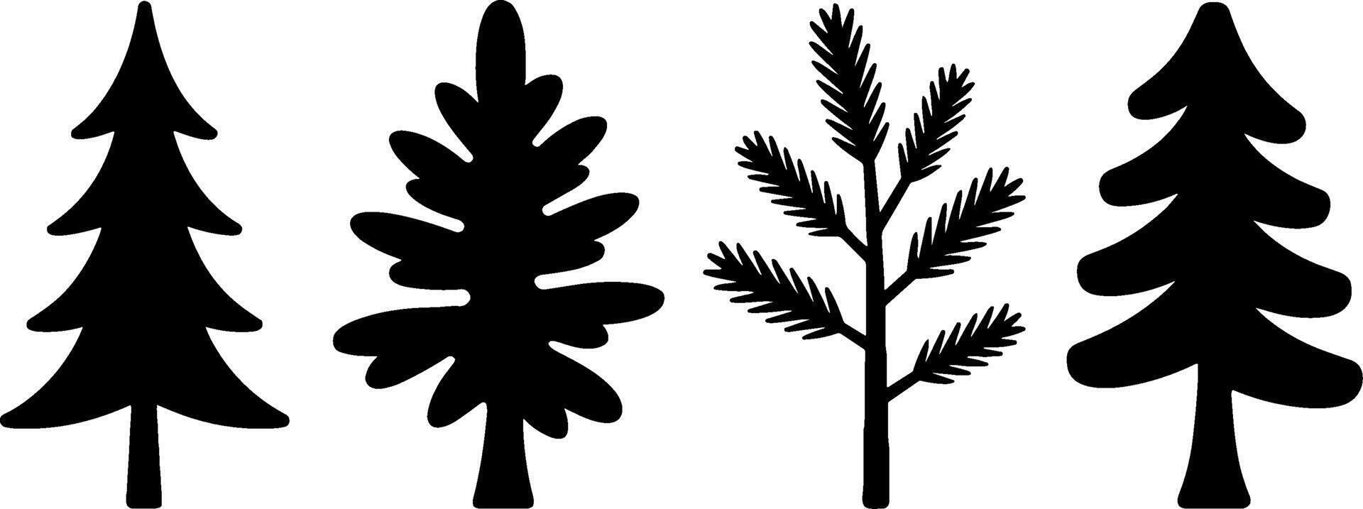 Silhouette Evergreen Tree Set Pine Spruce Fir Seasonals vector
