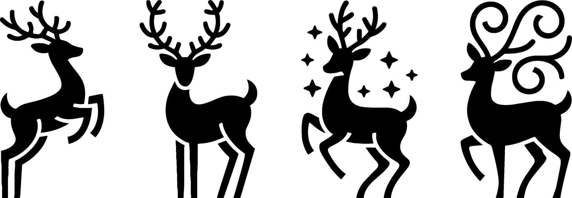 Silhouette Reindeer Set Holiday Christmas Decorations vector