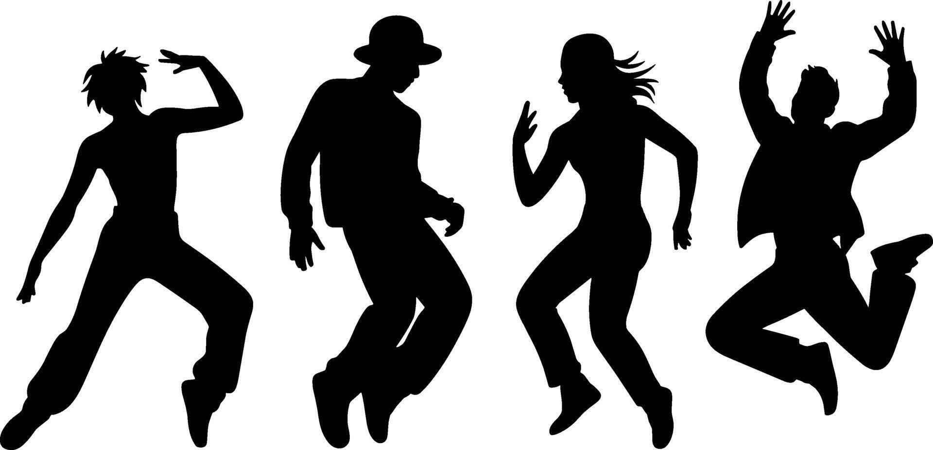 Youth Dance Silhouettes Jumping Expressive Moves vector