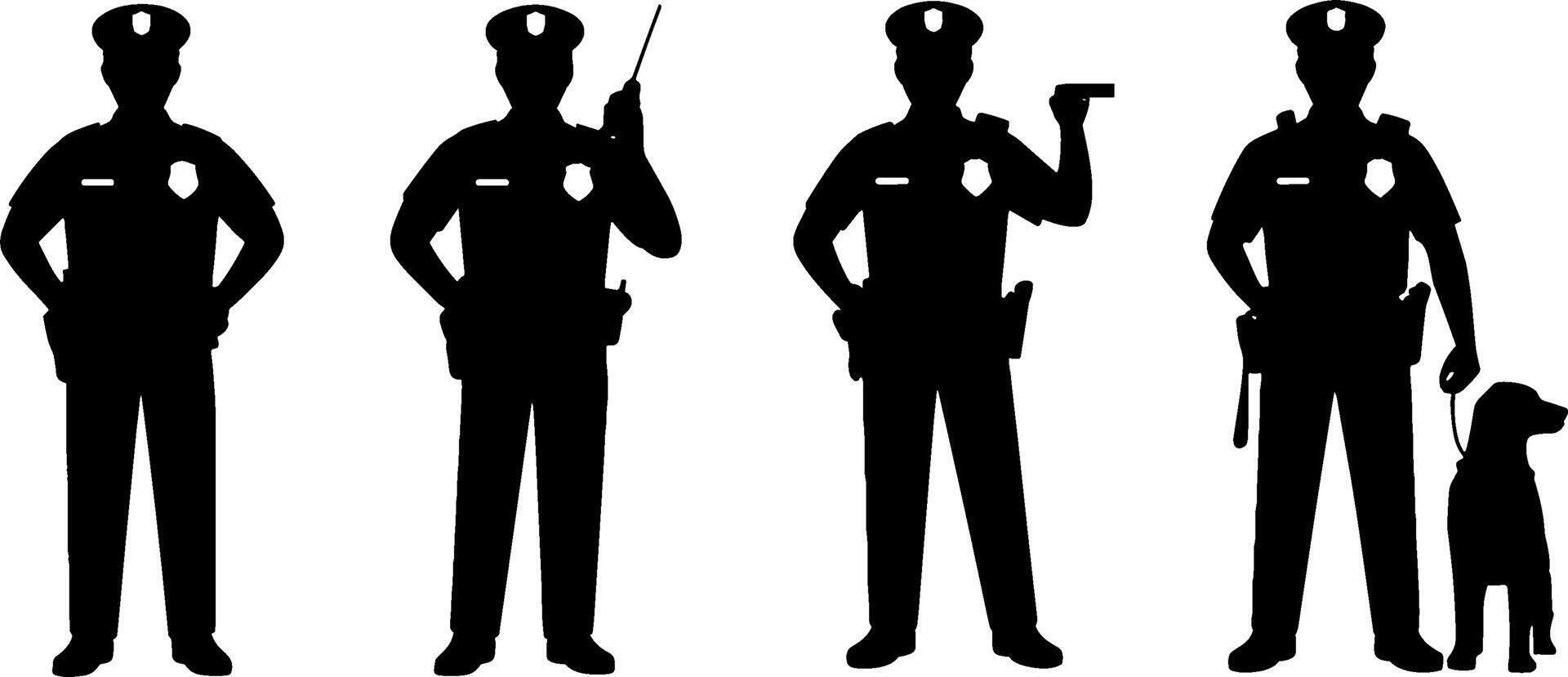 Police Officer Silhouettes Patrol Security Law Enforcement Team vector