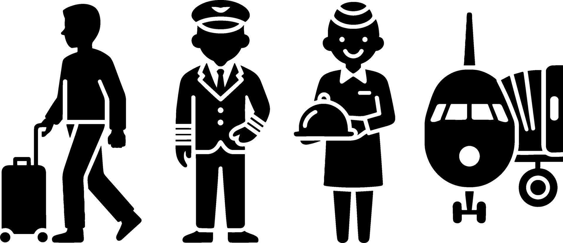 Airplane Passenger Pilot Flight Attendant Airport Travels vector