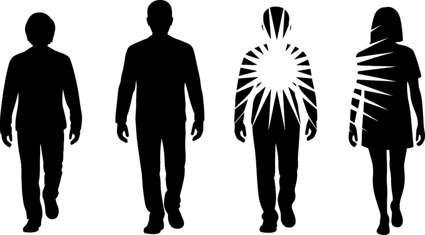 Human Silhouettes Walking People Abstract Light Burst Concept vector