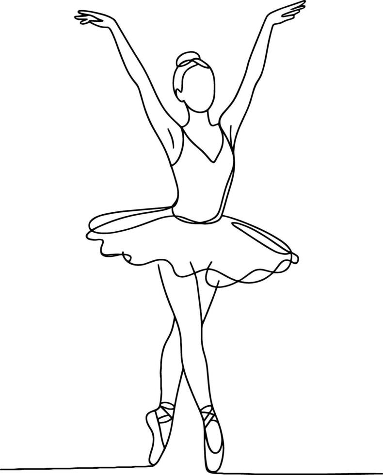 Graceful Ballet Dancer Posing Pointe Shoes Tutu Dance Art vector