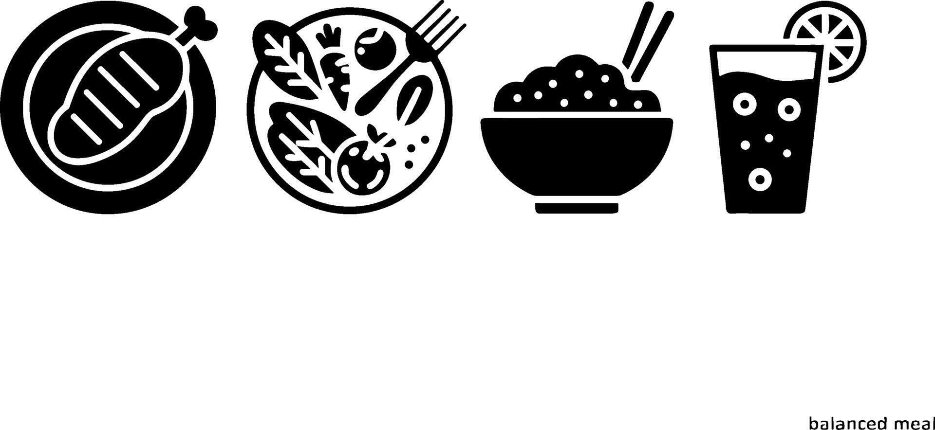 Healthy Balanced Meals Set Food Nutrition vector