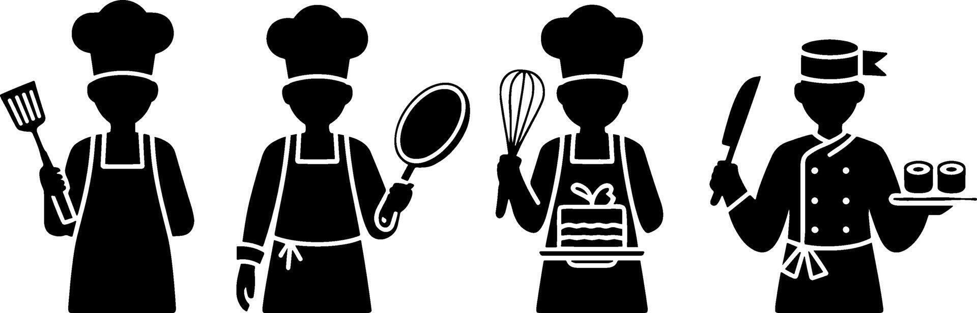 Chef Characters Cooking Kitchen Tools Cooking Conceptss vector