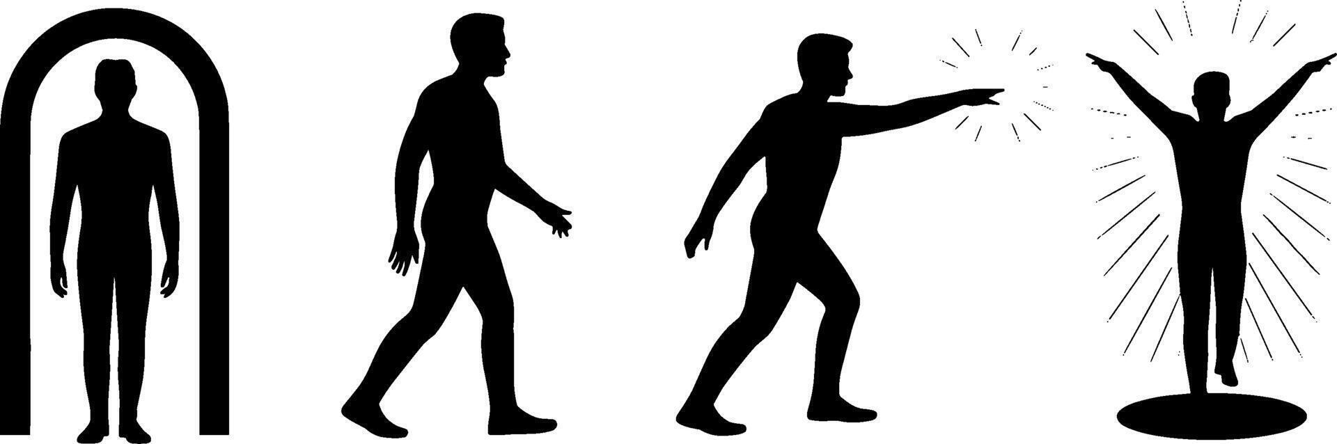 Human Transformation Silhouettes Spiritual Awakening Sequence vector