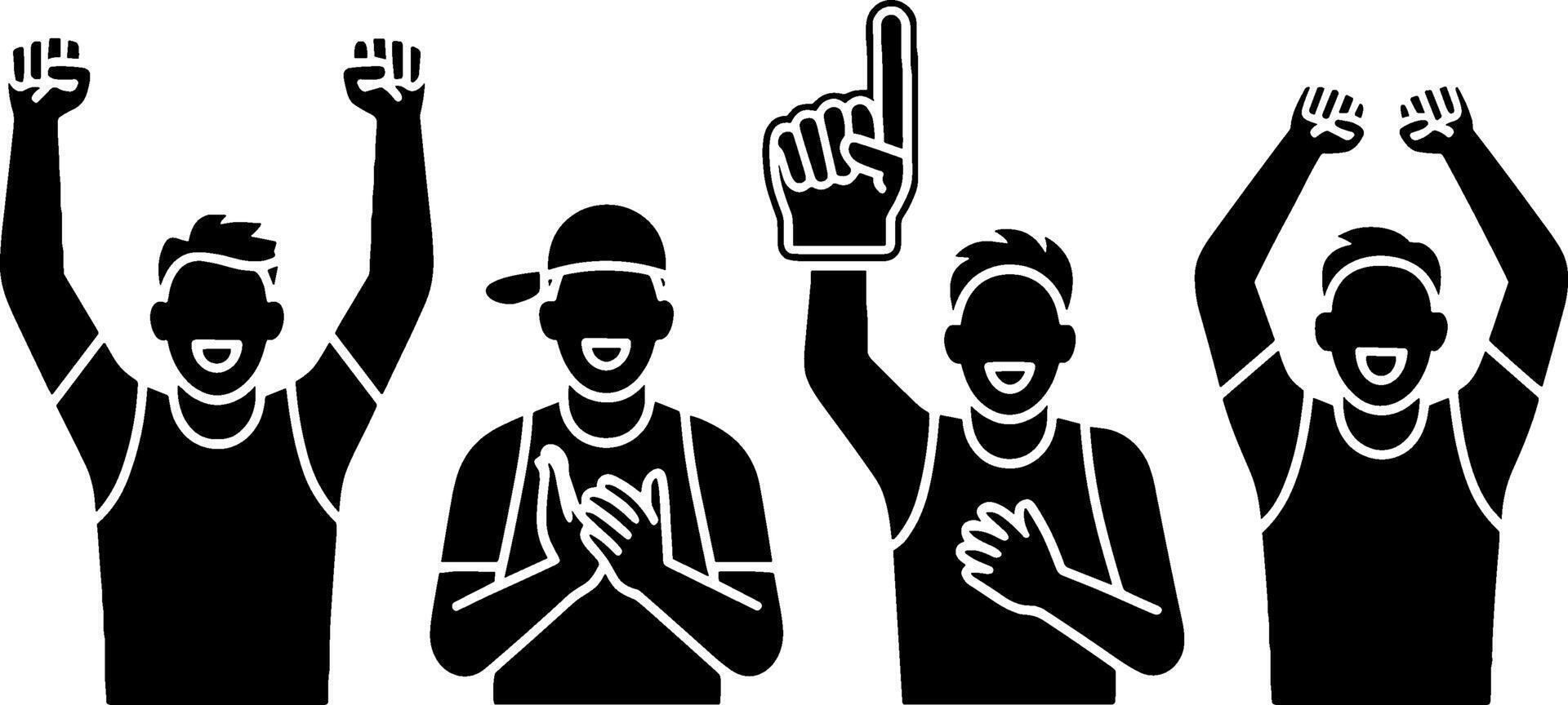 Cheering Sports Fans Celebrating Victory with Foam Finger and Applause vector