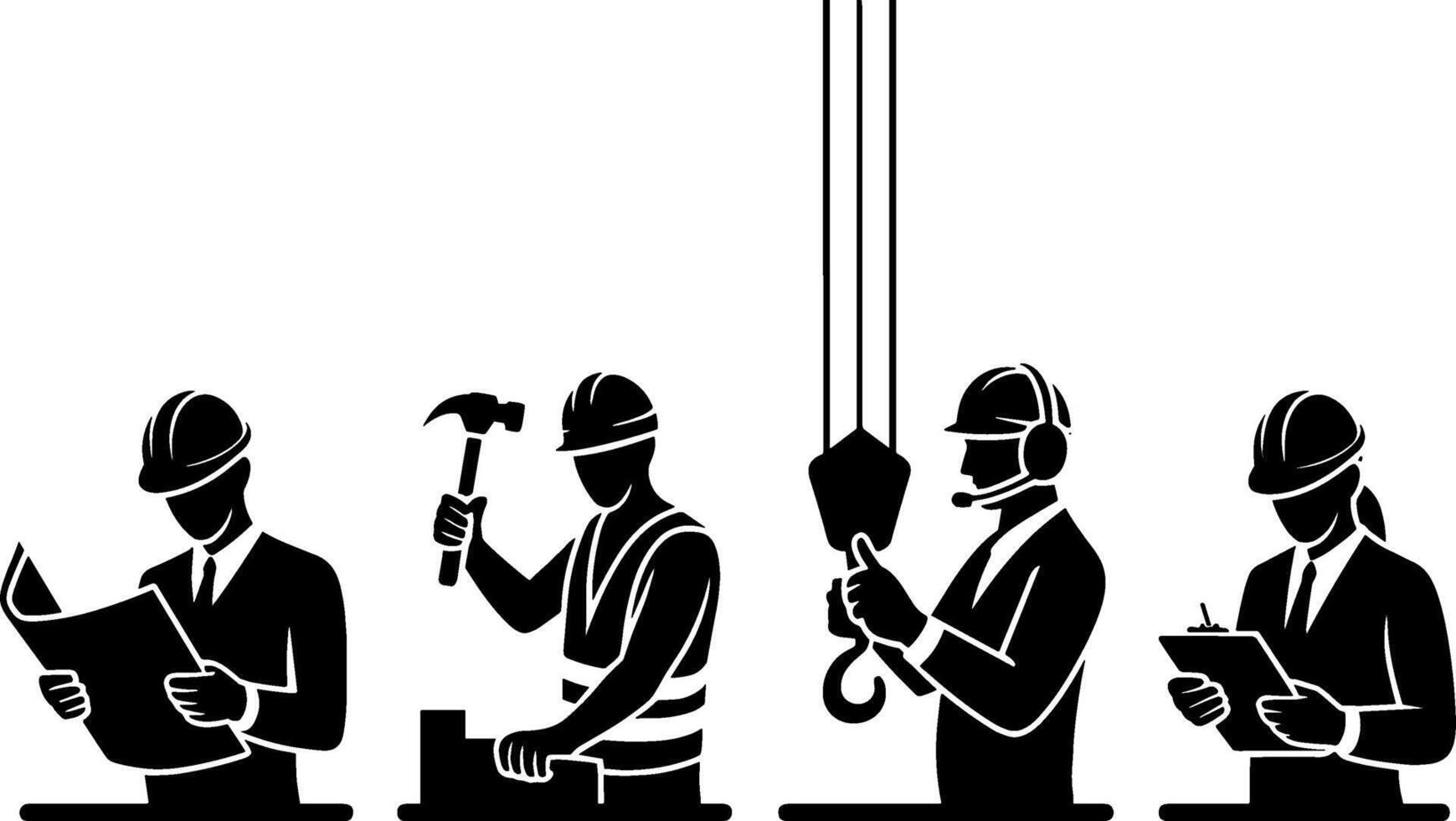 Construction Workers Team Industrial Safety Roles Occupation vector