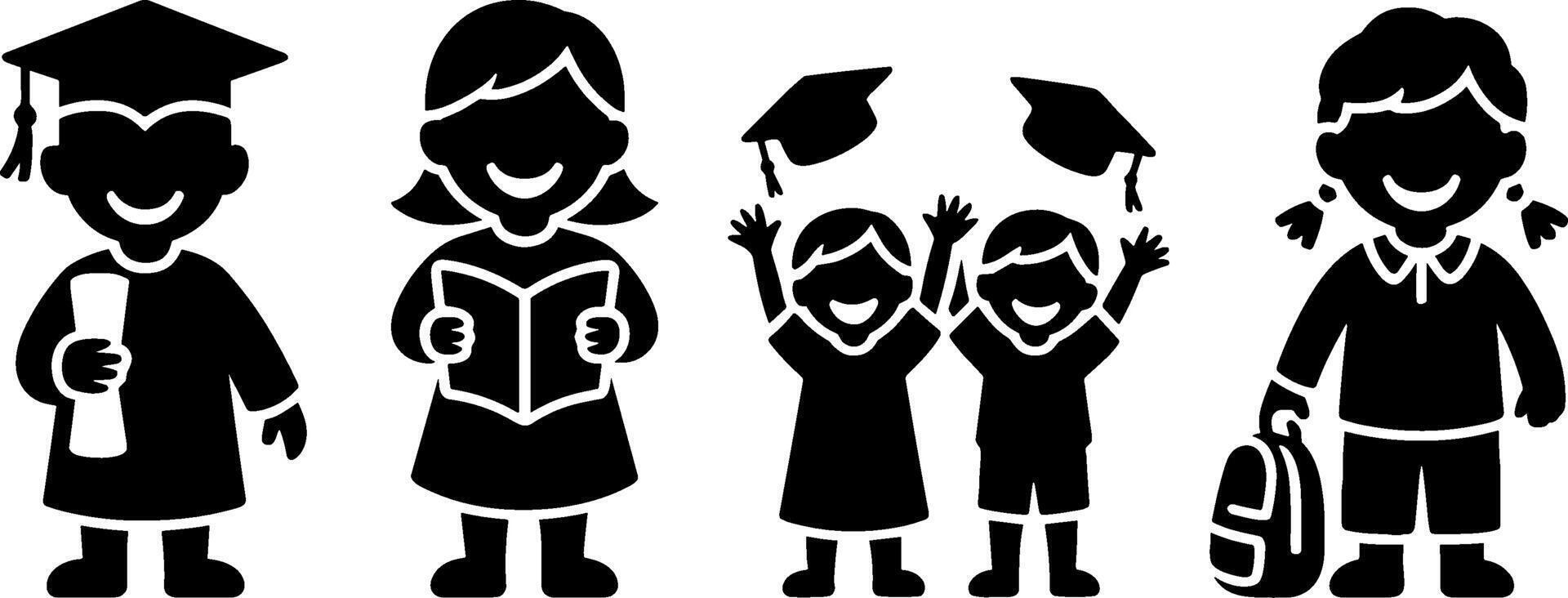School Children Graduation Celebration Educations vector