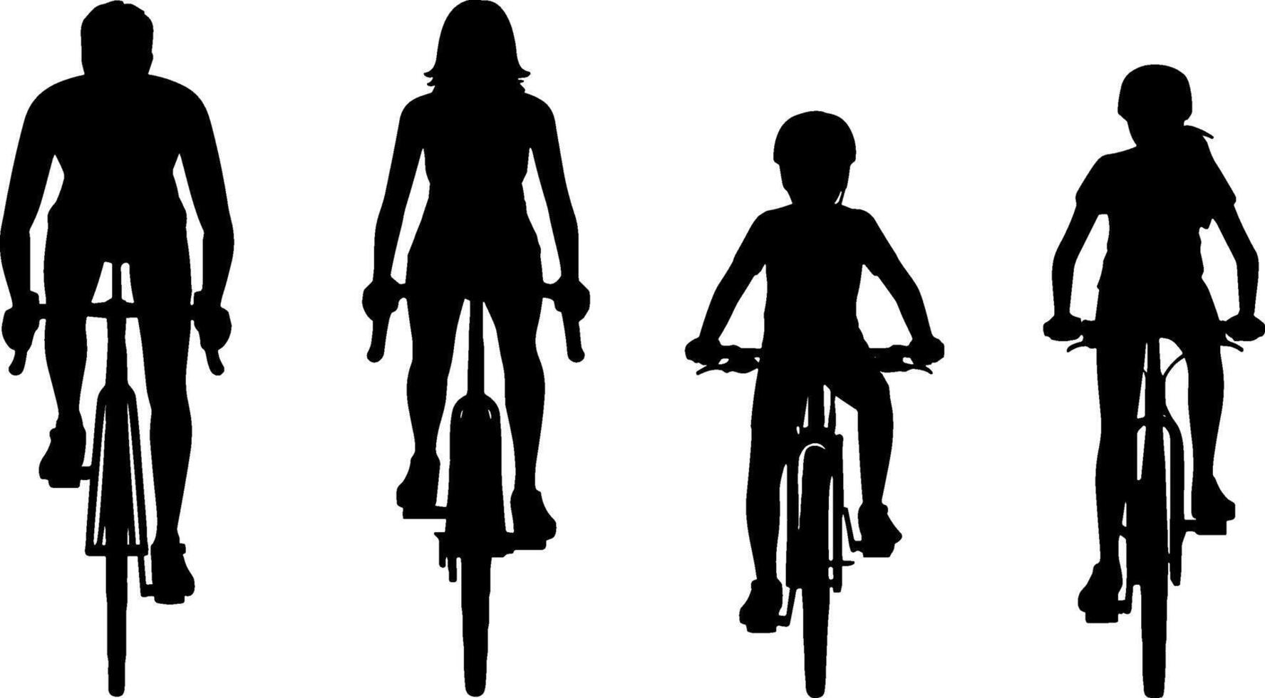 Silhouette Family Cycling Outdoors Active Lifestyle Concept vector