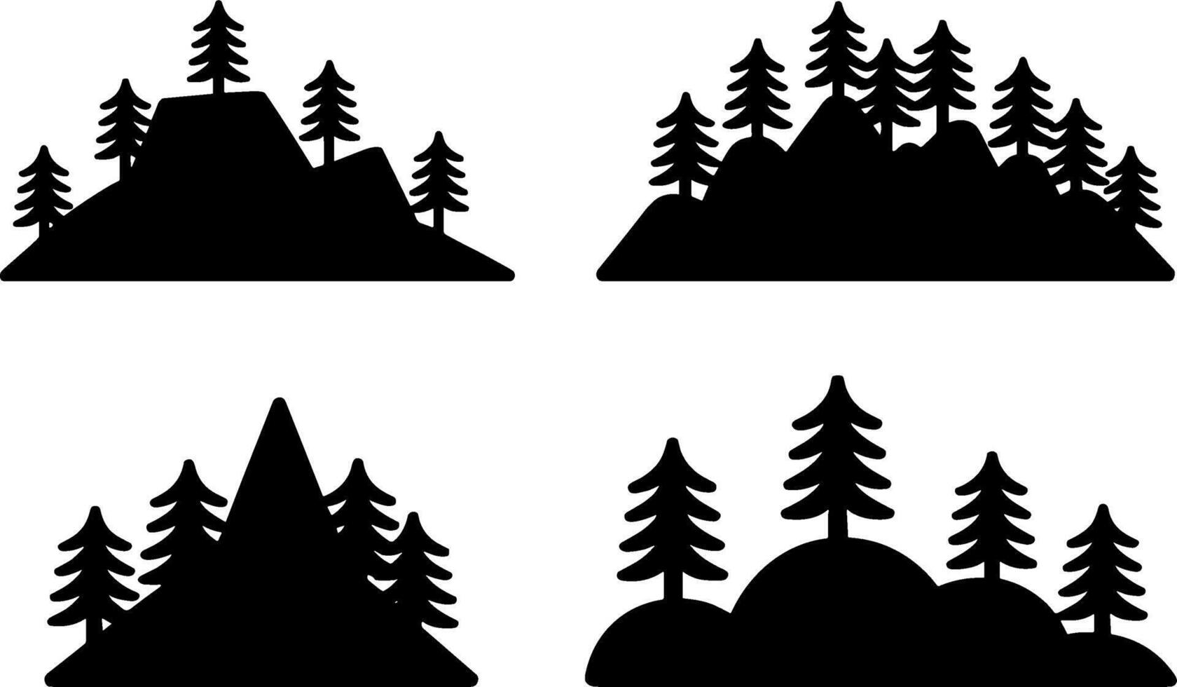 Pine Tree Mountains Silhouette Landscape Set Nature Outdoor Concept vector