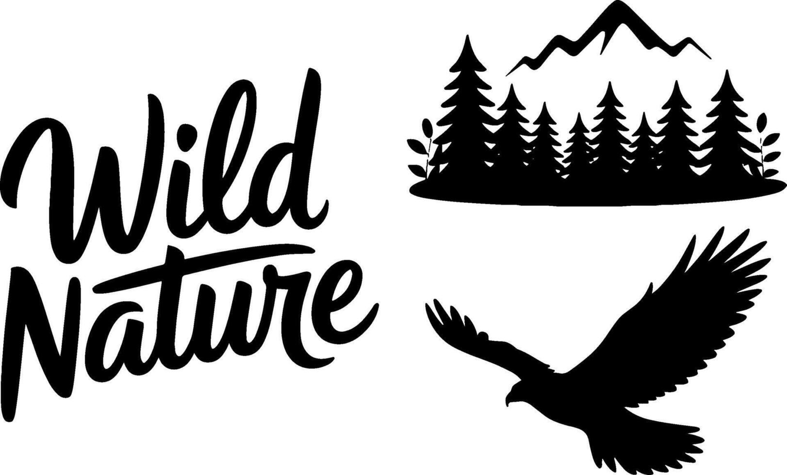 Wild Nature Forest Mountain Eagle Silhouette Outdoor Adventure Logo vector