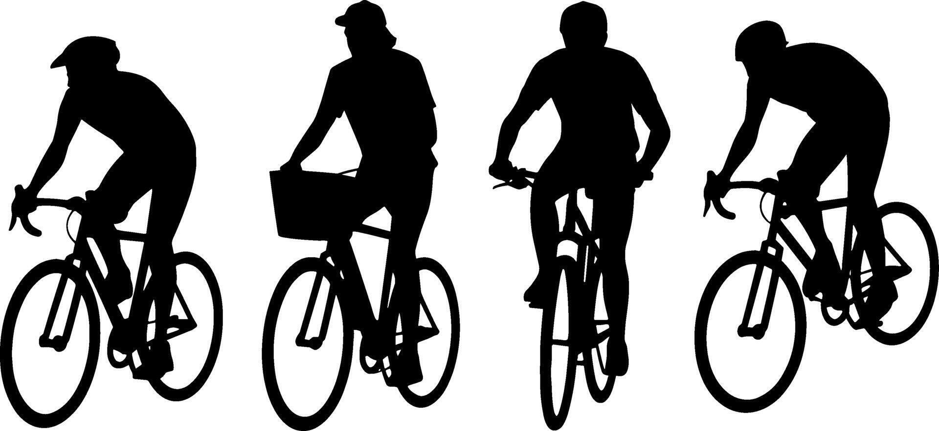Cyclist Silhouettes Road Bike Riding Group Sports Concept vector