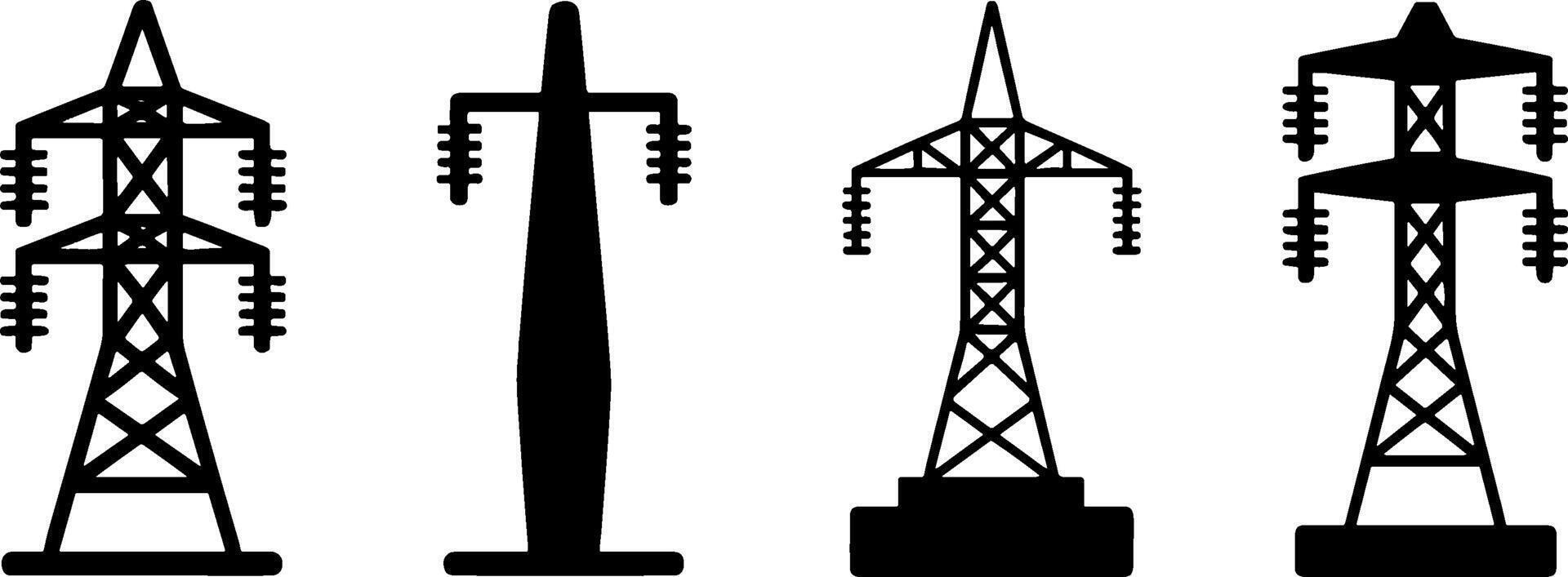 Electric Transmission Towers Set Utility Infrastructure Symbols vector