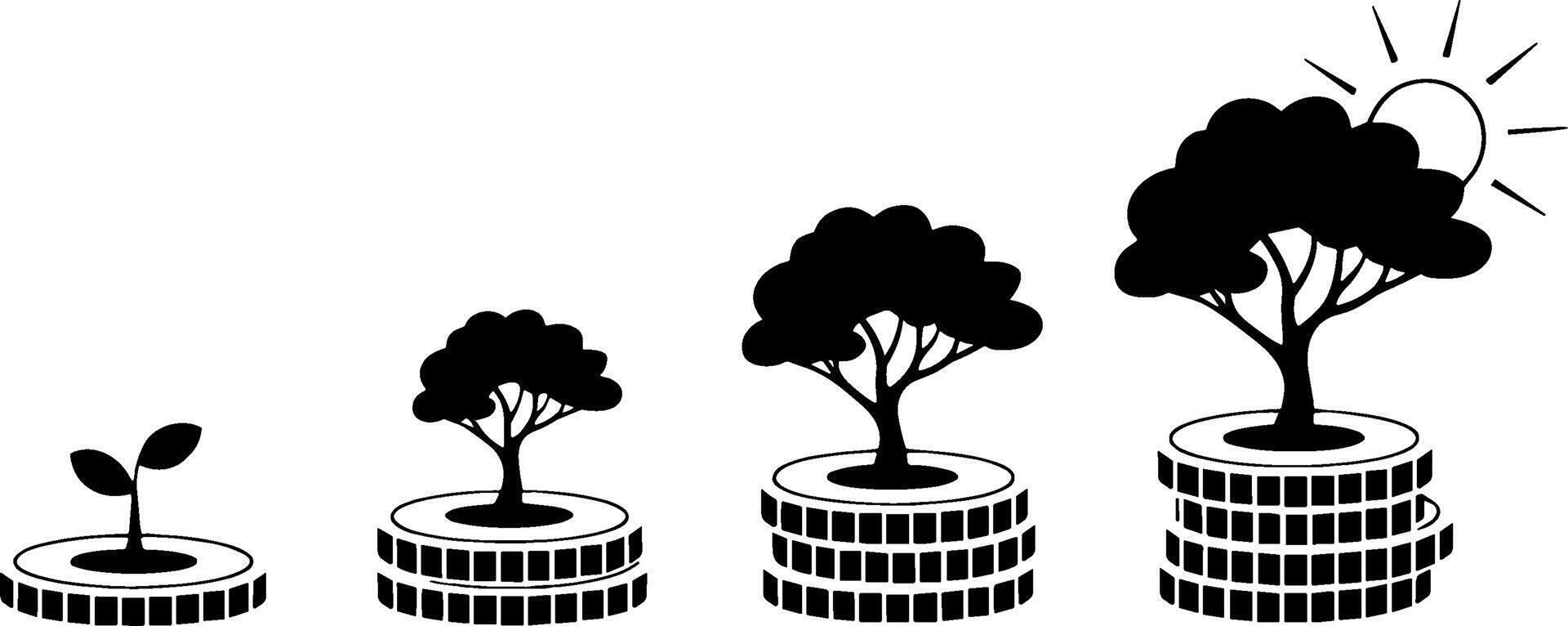 Coin Tree Growing Investment Concept Money Growth Savings vector