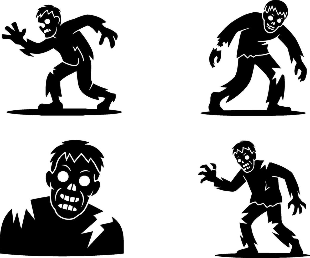 Zombie Silhouette Set Horror Monster Halloween vector