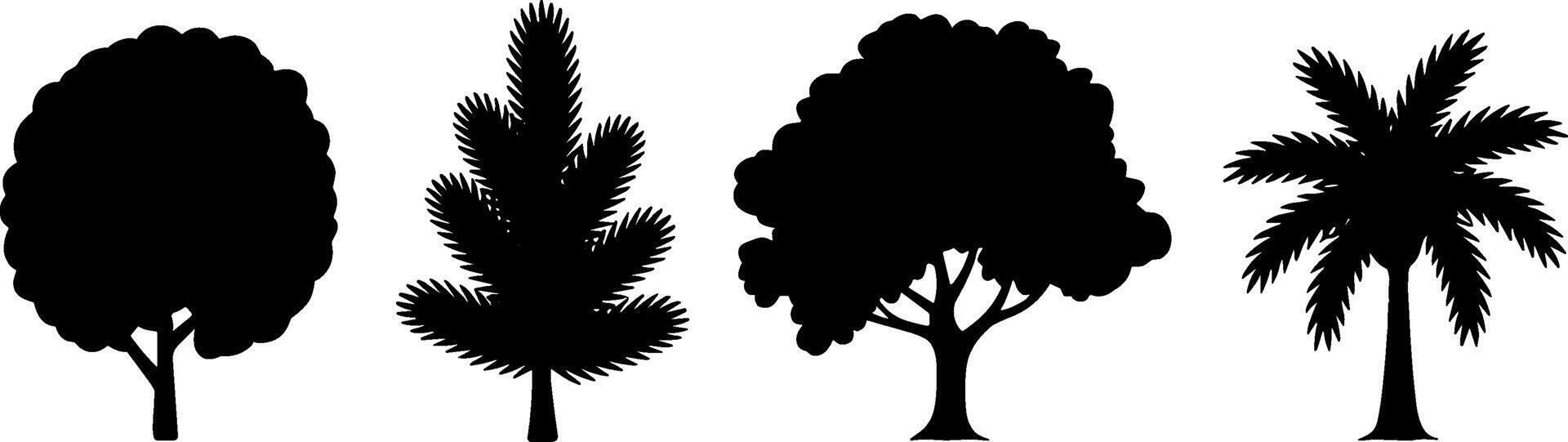 Tree Silhouette Set Decorative Plants for Logo and Landscape vector