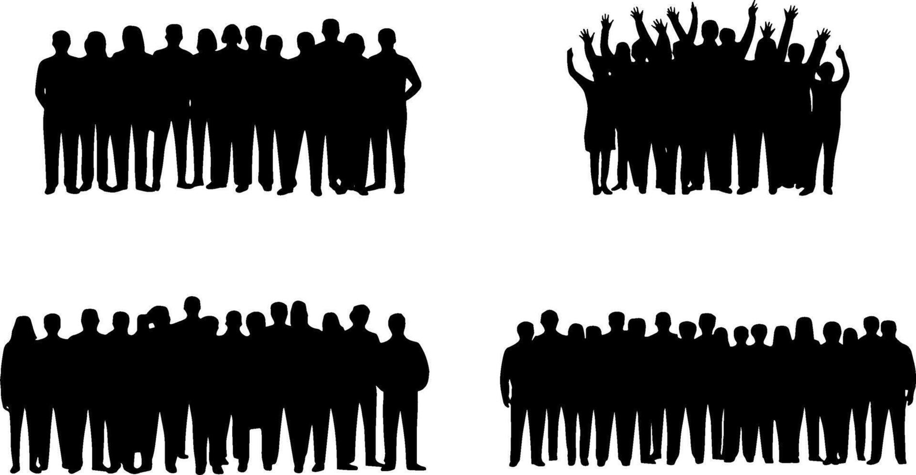 Silhouette Crowd People Group Standing and Celebratings vector