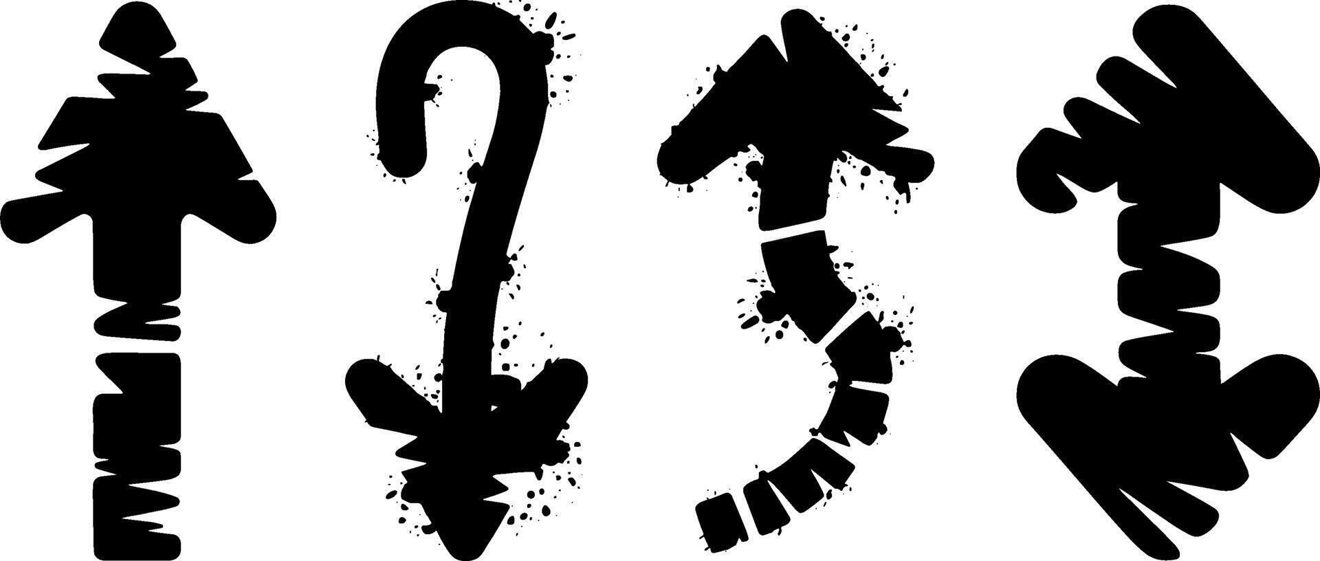 Grunge Arrow Set Four Directions Navigation Symbols vector