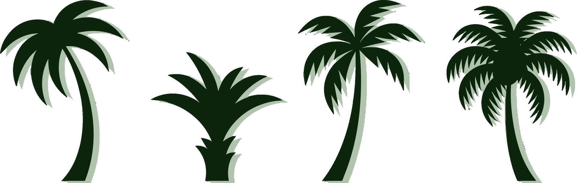 Minimalist Palm Tree Silhouettes Tropical Beachs vector