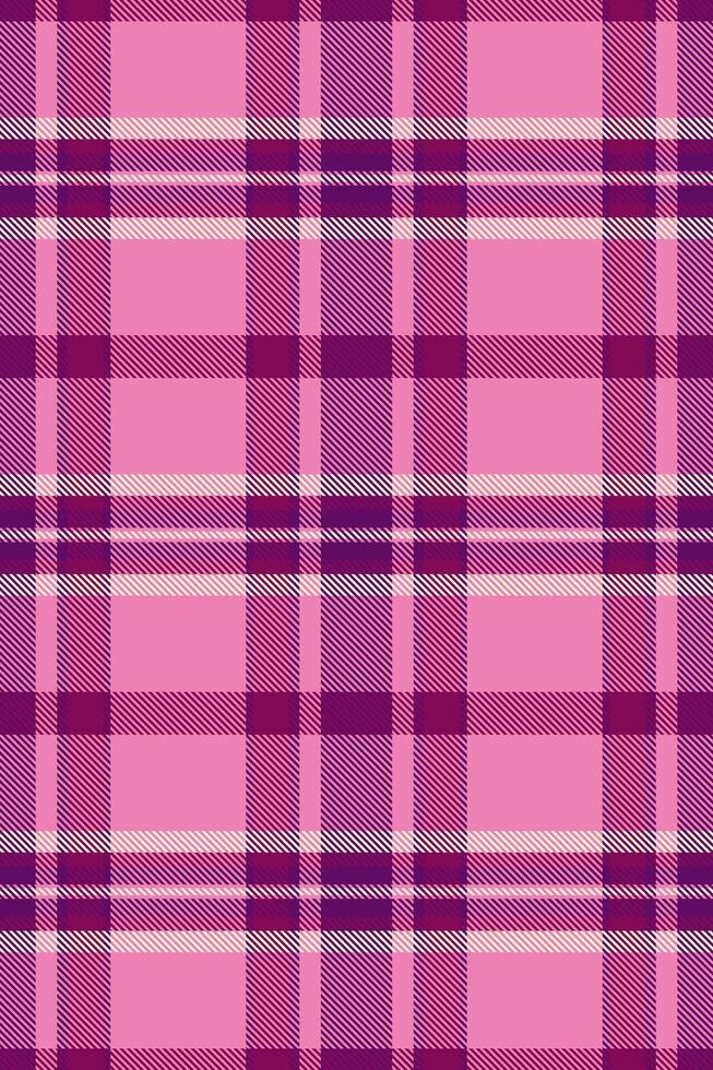 Content pattern plaid fabric, mosaic background check texture. Premium seamless tartan textile in pink and purple colors. vector