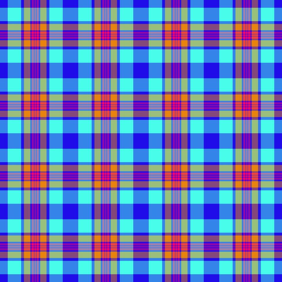 Infinity texture background seamless, rustic check fabric. Female plaid textile pattern tartan in blue and bright colors. vector