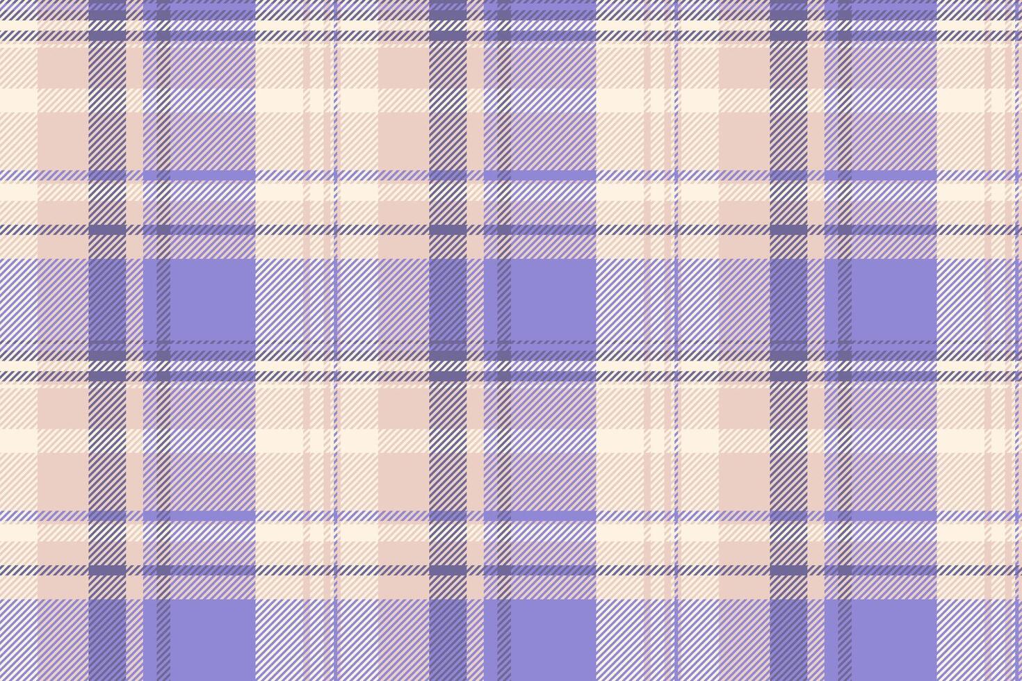 Elegant seamless plaid pattern in soft hues of lavender, beige and tan. Perfect for fabric design, backgrounds, and adding a touch of refined texture. vector