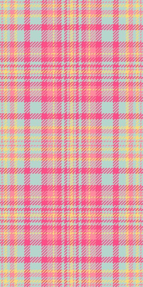 Vibrant pastel pink, yellow, and light blue plaid pattern. Perfect for textile design, website backgrounds, or playful branding. vector
