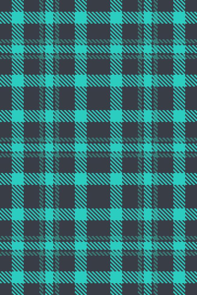 Direct seamless background fabric, customize plaid check textile. Curve texture tartan pattern in teal and dark colors. vector