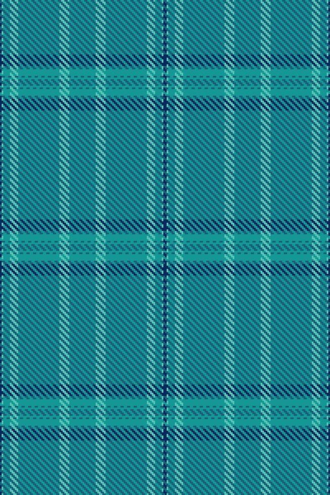 Antique texture tartan fabric, no people pattern plaid seamless. Classic background check textile in teal and cyan colors. vector