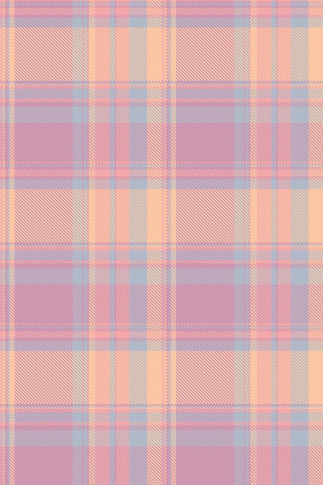 Soft pastel plaid pattern in peach, pink, and light blue hues. Ideal for textile design, fashion, backgrounds, and website assets. vector