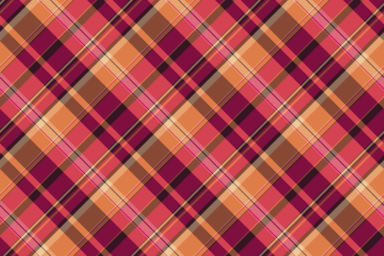 Factory seamless textile check, youth texture tartan plaid. King background pattern fabric in orange and red colors. vector