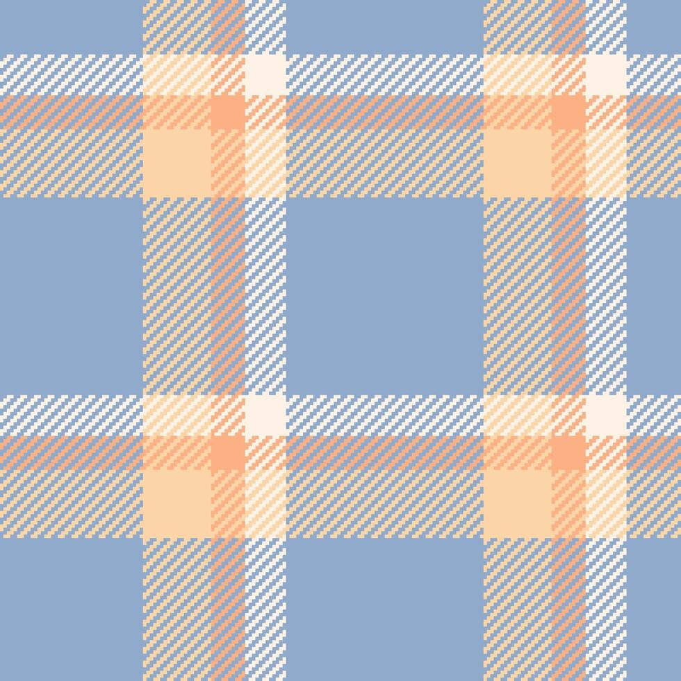 Seamless tartan pattern. Checkered textile design with light blue, peach and white colors. Perfect for backgrounds, fabric prints, or digital projects. vector