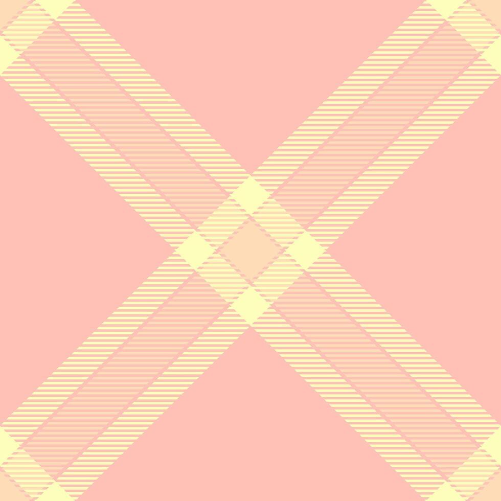 Delicate pastel pink and yellow plaid pattern. A soft, stylish texture ideal for backgrounds, textile designs, or feminine branding. This seamless design evokes feelings of warmth and tranquility. vector