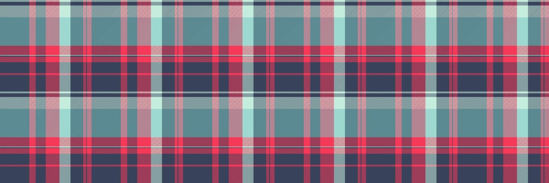 Performance pattern background, slim check texture seamless. Empty textile plaid tartan fabric in blue and red colors. vector