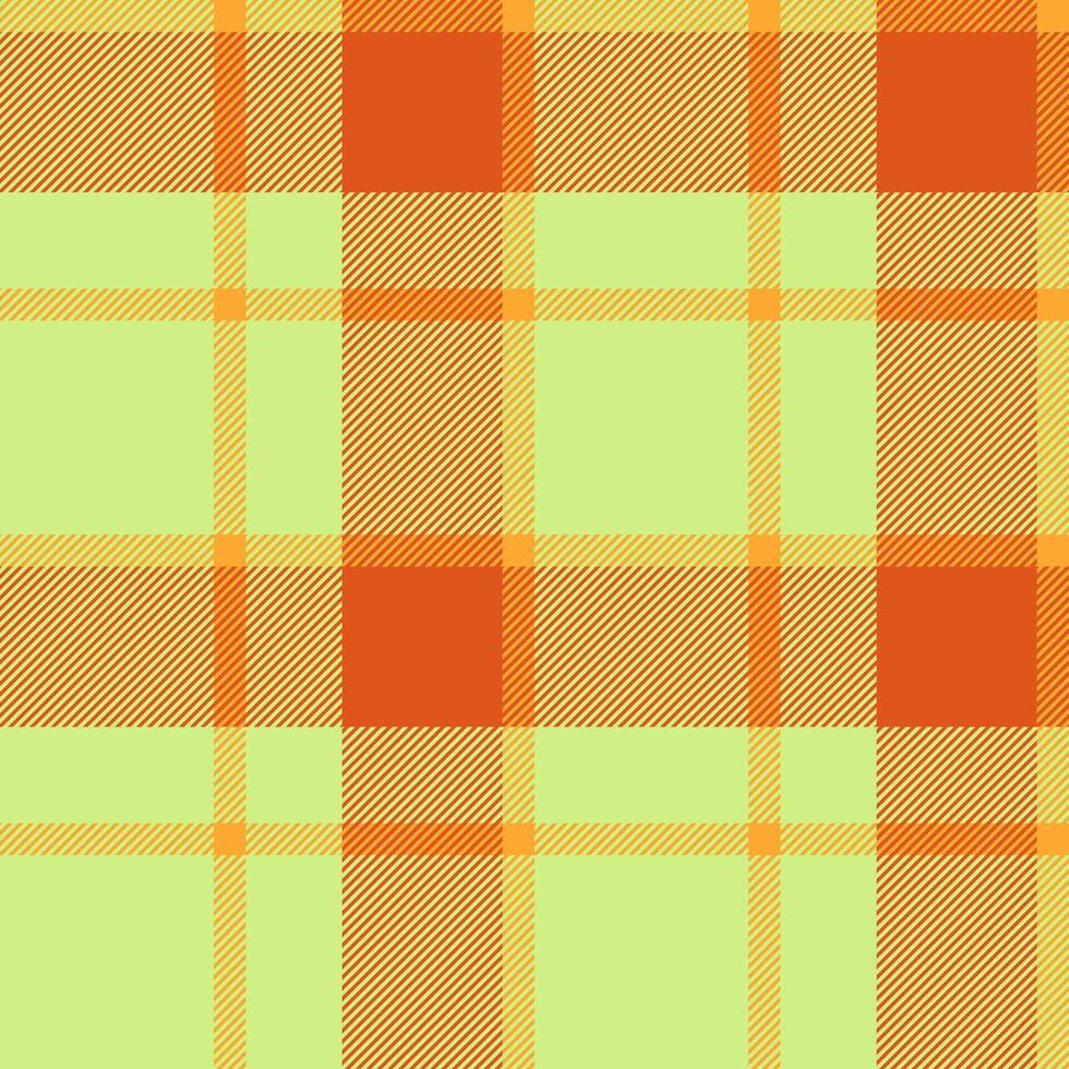 Vibrant autumnal plaid pattern in warm oranges, yellows, and light greens. Perfect for textile design, seasonal branding, or fallthemed projects. vector